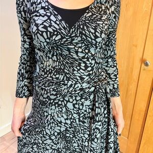 BCBG Maxazria Women's Black & Light Blue Printed Wrap Dress